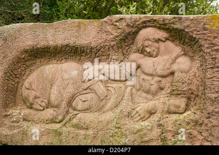 Borne avec soulagement, Merzig-Wellingen, Centre, France, Europe Banque D'Images