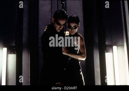 Matrix Matrix, Neo (Keanu Reeves), Trinity (Carrie Anne Moss) *** légende locale *** 1999 -- Banque D'Images