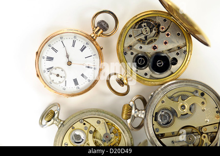 Intérieur de porte-montre de poche en or Banque D'Images