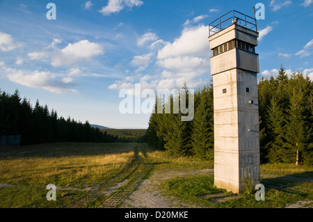 Musée de la frontière près de Sorge, Watch Tower, Harz, Saxe-Anhalt, Allemagne Banque D'Images