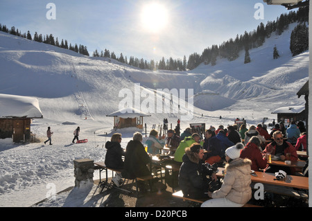 Dans Firstalm Spitzingsee piste, l'hiver en Bavière, dans le sud de la Bavière, Bavière, Allemagne Banque D'Images