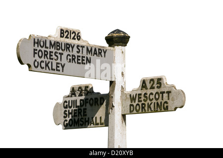 Directions Village Road Sign Abinger Hammer Surrey England Banque D'Images