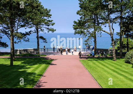 France, Normandie, Colleville sur Mer, l'affût terrasse de Ohama beach, l'un des les lieux de la seconde guerre mondiale l'atterrissage. Banque D'Images