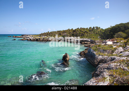 Côte au parc aquatique de Xel-Ha, Tulum, Riviera Maya, Quintana Roo, Mexique Banque D'Images