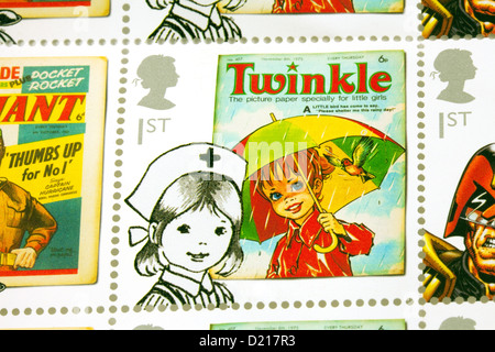 British Royal Mail timbre commémoratif contenant l'ancien français 'bande dessinée' Twinkle, UK Banque D'Images