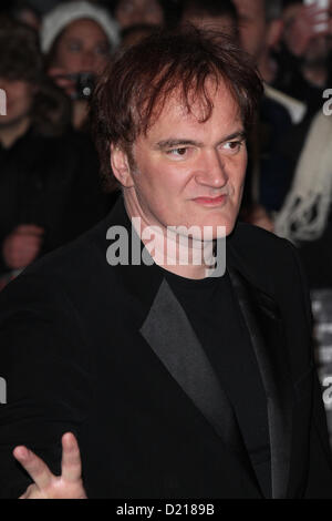 London, UK, 10/01/2013 : Quentin Tarantino arrive pour la Django Unchained - UK film premiere à Leicester Square. Banque D'Images