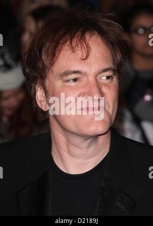 London, UK, 10/01/2013 : Quentin Tarantino arrive pour la Django Unchained - UK film premiere à Leicester Square. Banque D'Images