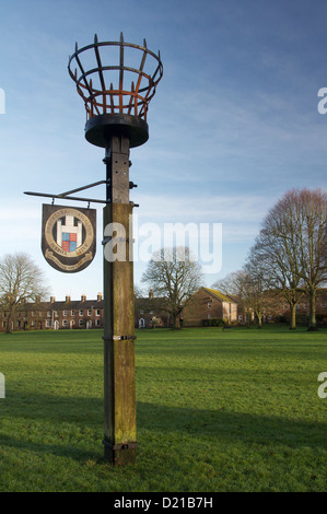 Le site de la balise à Salisbury Champs de Dorchester. Un feu est allumé au moment de célébration nationale telle qu'un jubilé royal. Dorset, Angleterre. UK. Banque D'Images