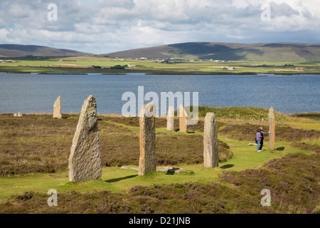L'anneau de Shetlands cercle de pierres néolithiques, îles Orcades, Ecosse, Royaume-Uni Banque D'Images