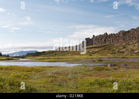 Logberg à Þingvellir, site de l'ancien parlement islandais Banque D'Images