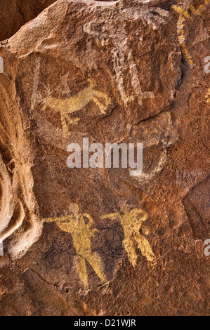 Pictogrammes en milieu/fin de style archaïque, 3000 av. J.-C.-450 après J.-C., Hueco Tanks State Park et site historique, près d'El Paso, Texas, USA Banque D'Images