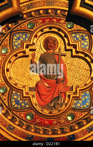 Icône sur le mur de l'étage inférieur de la chapelle palatine, la Sainte-Chapelle, Paris, Banque D'Images