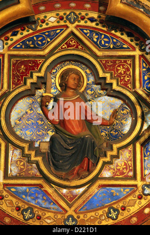 Icône sur le mur de l'étage inférieur de la chapelle palatine, la Sainte-Chapelle, Paris, Banque D'Images