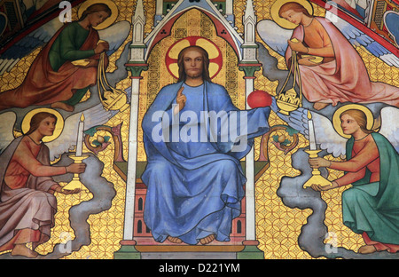 Le Christ dans le jugement, la Sainte Chapelle à Paris, France Banque D'Images