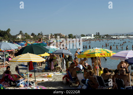 Sardaigne : Cagliari - Marina Piccola / extrémité ouest de la plage de Poetto Banque D'Images