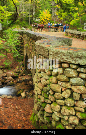 Cobblestone Transport Road Bridge près de Jordan Pond, l'Acadia National Park, Maine, USA Banque D'Images