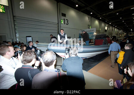 12 janvier 2013. Médaillé d'or olympique Sir Ben Ainslie assiste à la London Boat Show Tullett Prebon parrainé par le centre d'exposition Excel à. Le London Boat Show ouvre au public présentant les dernières marques de bateaux yachts et des produits marins Banque D'Images