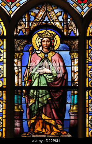 Saint Clothilde vitrail de Saint Germain-l'Auxerrois, église, Paris Banque D'Images