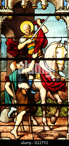 Saint Martin, vitrail de l'église Saint Séverin, Paris Banque D'Images