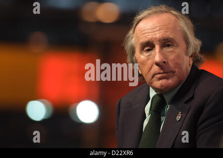 NEC de Birmingham, Royaume-Uni, 12 janvier 2013. L'ancien Champion du Monde de Formule 1 Sir Jackie Stewart d'être interviewé à l'Autosport International. Banque D'Images