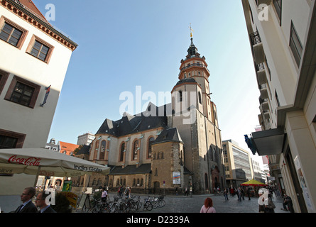 Leipzig, Allemagne, Église Saint Nicolas au centre-ville Banque D'Images