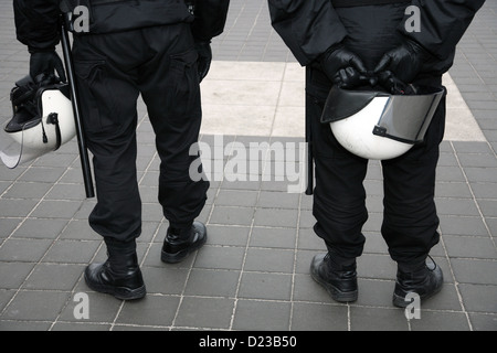 Poznan, Pologne, de l'équipement par la police lors d'une manifestation Banque D'Images