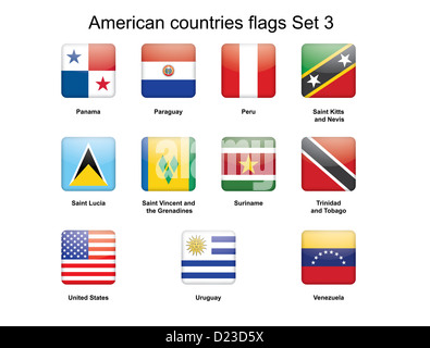Drapeaux des pays d'Amérique Set 3 Banque D'Images
