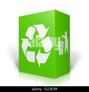 Concept de recyclage avec zone verte et réutilisez le signe isolé sur fond blanc Banque D'Images