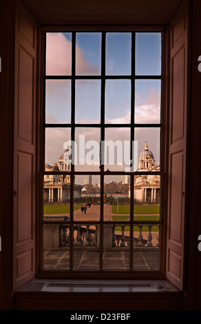 Vue depuis la chambre sur le Queens Old Royal Naval College Greenwich London UK Banque D'Images