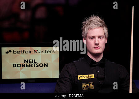 13.01.2013 Londres, Angleterre. Neil Robertson en action contre Ding Junhui pendant le Masters de Snooker Alexandra Palace. Banque D'Images