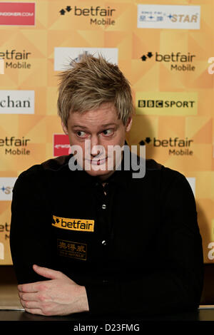 13.01.2013 Londres, Angleterre. Neil Robertson, à l'interview après le match après l'action contre Ding Junhui pendant le Masters de Snooker Alexandra Palace. Banque D'Images