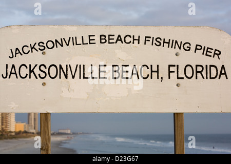 Jacksonville Beach Pier Pêche à Jacksonville Beach Florida Banque D'Images