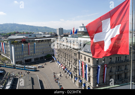 Zurich, Suisse, Banque UBS et Credit Suisse Paradeplatz Banque D'Images
