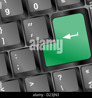 Bouton vert en blanc sur le clavier, close-up Banque D'Images