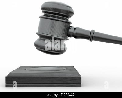 Isolaed juge gavel on white background. 3d Banque D'Images