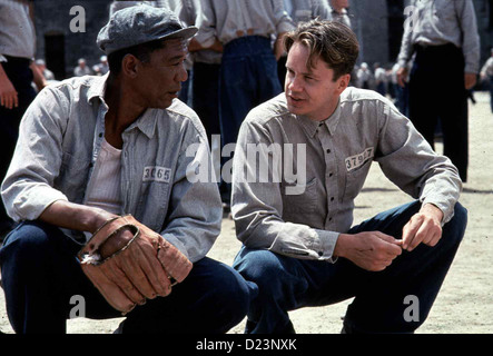 Die Verurteilten Évadés Morgan Freeman, Tim Robbins Andy (Tim Robbins) erzaehlt 'Red' (Morgan Freeman), dass er Banque D'Images