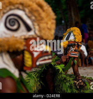 La danse des masques Malagan Tatuana, New Ireland Island, Papouasie Nouvelle Guinée Banque D'Images