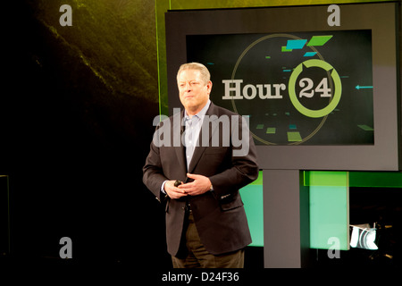 Ancien vice-président Al Gore parle lors de la conférence de New York. Banque D'Images