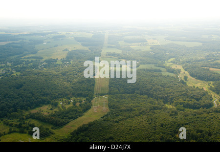 Vue aérienne de la ligne Mason Dixon, Maryland paysage agricole Banque D'Images