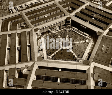 Photographie aérienne historique Eisenhowever Dwight réception, Pentagone, 1945 Banque D'Images