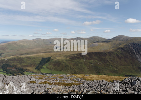 Vue de l'ensemble de la gamme Carneddau Nant Ffrancon valley de Mynydd Snowdonia, Perfedd Banque D'Images