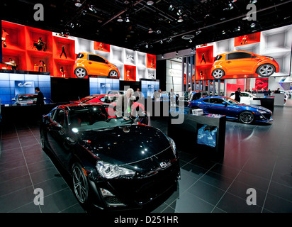 2013 North American International Auto Show, Detroit, Michigan. Affichage de Scion. Banque D'Images