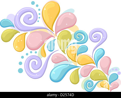 Abstract Illustration tourbillons colorés sur un fond blanc. Banque D'Images