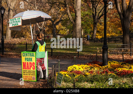 Site Stand et vendeur, Central Park, NYC Banque D'Images