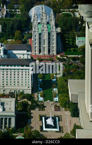 Photographie aérienne Temple de Salt Lake City, Salt Lake City, Utah Banque D'Images