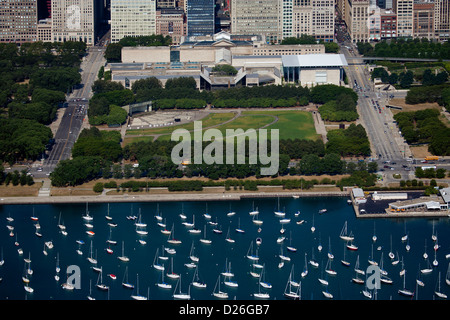 Photographie aérienne James C. Petrillo Music Shell, Art Institute, Grant Park, Chicago, Illinois Banque D'Images