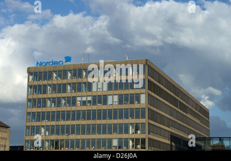 Copenhague, Danemark, le siège de l'Agence suédoise Nordea Groupe financier Banque D'Images