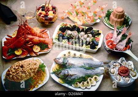 fruits de mer sur le sable Banque D'Images