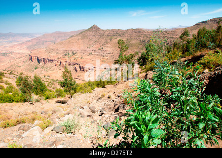 Des paysages à couper le souffle près d'Adigrat sur la frontière avec l'Érythrée au nord de l'Éthiopie, l'Afrique. Banque D'Images