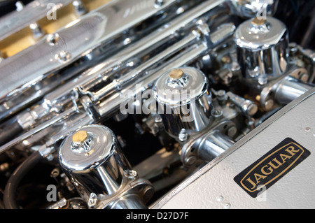 Moteur jaguar classic avec 3 carburateurs su- Banque D'Images